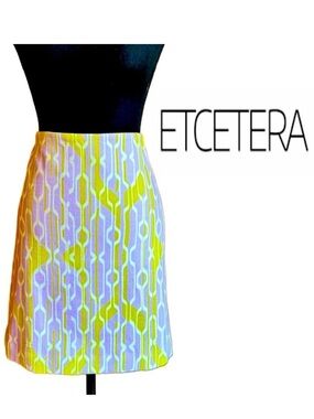 ETCETERA Lavender, Yellow-Green, White Geometric Lined Skirt (6)